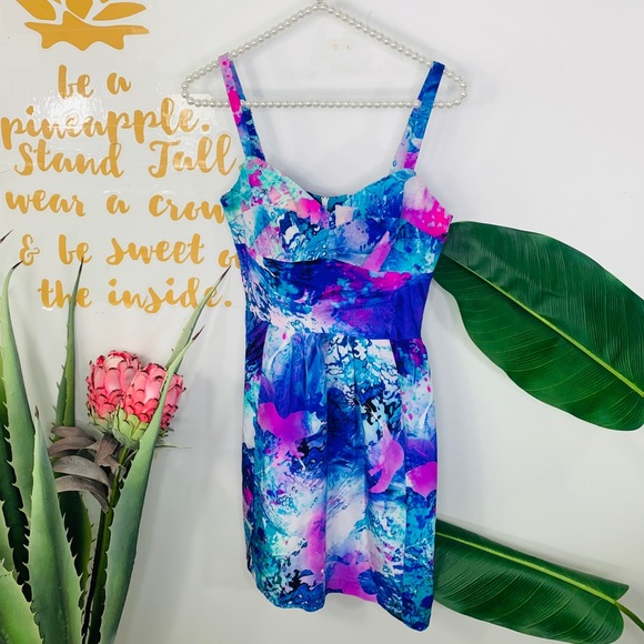 Amanda Uprichard Print Silk Watercolor Mini Dress XS - Picture 2 of 16